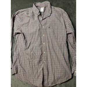 Brooks Brothers 346 Men’s Shirt Medium Navy Maroon‎ Plaid Cotton M Button